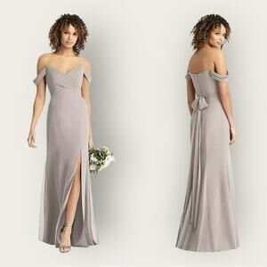 NWT | Social Bridesmaid | Off-Shoulder Bodice Trumpet Gown | Taupe | 4R